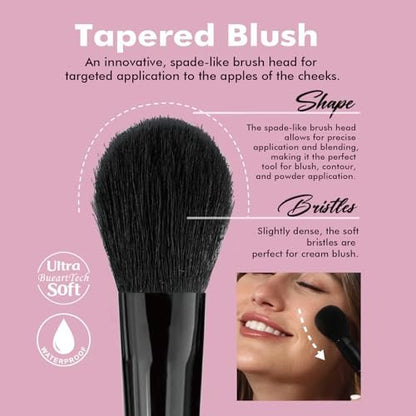 Bueart Design Tapered Blush Brush & Angled Blush Brush Set - Precision Contouring, Blending Highlighter, Liquid Blush, Bronzer & Mineral Powder - Soft, Dense Synthetic Bristles, Vegan & Cruelty-Free M13