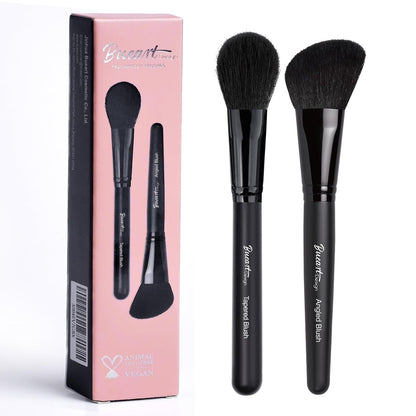 Bueart Design Tapered Blush Brush & Angled Blush Brush Set - Precision Contouring, Blending Highlighter, Liquid Blush, Bronzer & Mineral Powder - Soft, Dense Synthetic Bristles, Vegan & Cruelty-Free M13