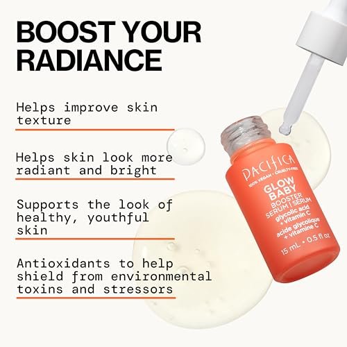 Pacifica Glow Baby Booster Mini Face Serum - Vitamin C & Glycolic Acid Brightening Serum, Fragrance-Free, Vegan & Cruelty-Free, 0.5 fl oz - görsel 6