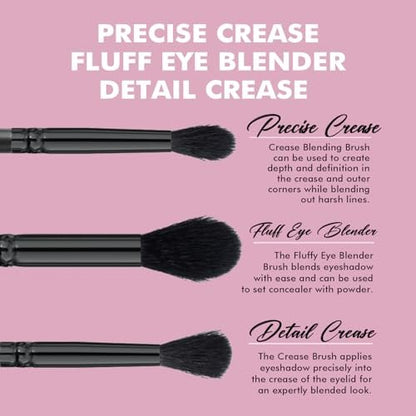 Bueart Design Eyeshadow Blending Brush Set – Soft Synthetic Hair for Detail Crease, Precise Blending & Fluffy Eye Blender (M15)
