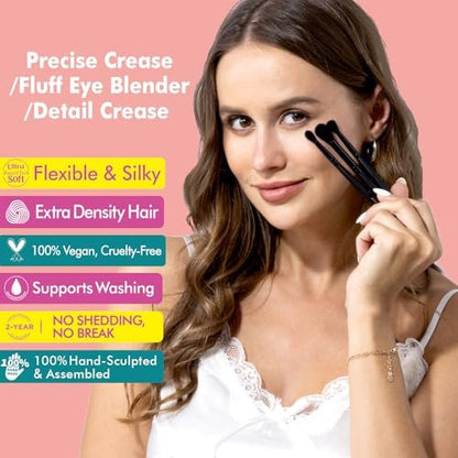 Bueart Design Eyeshadow Blending Brush Set – Soft Synthetic Hair for Detail Crease, Precise Blending & Fluffy Eye Blender (M15)