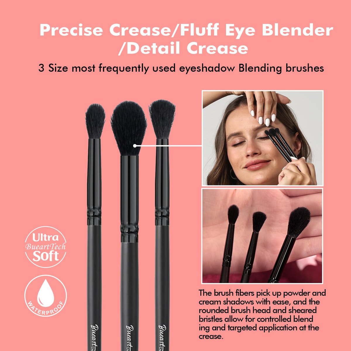 Bueart Design Eyeshadow Blending Brush Set – Soft Synthetic Hair for Detail Crease, Precise Blending & Fluffy Eye Blender (M15) - görsel 9