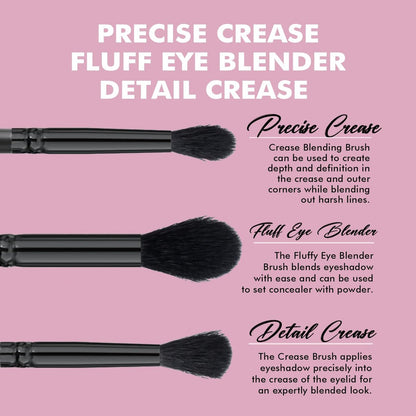 Bueart Design Eyeshadow Blending Brush Set – Soft Synthetic Hair for Detail Crease, Precise Blending & Fluffy Eye Blender (M15)