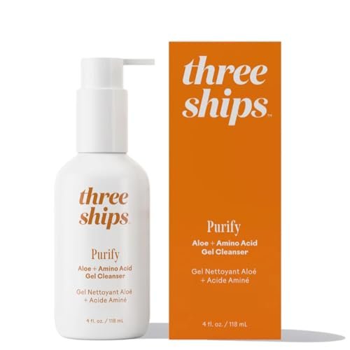 Three Ships Purify Aloe + Amino Acid Gel Cleanser | Moisturizing Face Wash for Sensitive Skin | Cruelty-Free, Vegan, Paraben-Free (4 fl oz | 118 mL) Avelisse