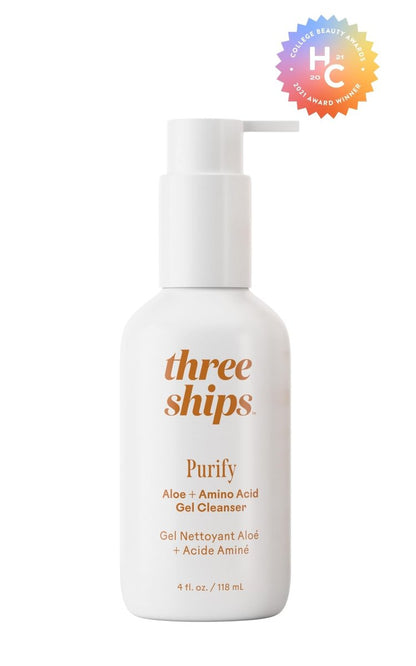Three Ships Purify Aloe + Amino Acid Gel Cleanser | Moisturizing Face Wash for Sensitive Skin | Cruelty-Free, Vegan, Paraben-Free (4 fl oz | 118 mL) Avelisse
