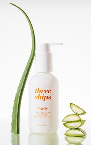 Three Ships Purify Aloe + Amino Acid Gel Cleanser | Moisturizing Face Wash for Sensitive Skin | Cruelty-Free, Vegan, Paraben-Free (4 fl oz | 118 mL) Avelisse