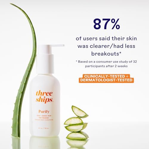 Three Ships Purify Aloe + Amino Acid Gel Cleanser | Moisturizing Face Wash for Sensitive Skin | Cruelty-Free, Vegan, Paraben-Free (4 fl oz | 118 mL) Avelisse