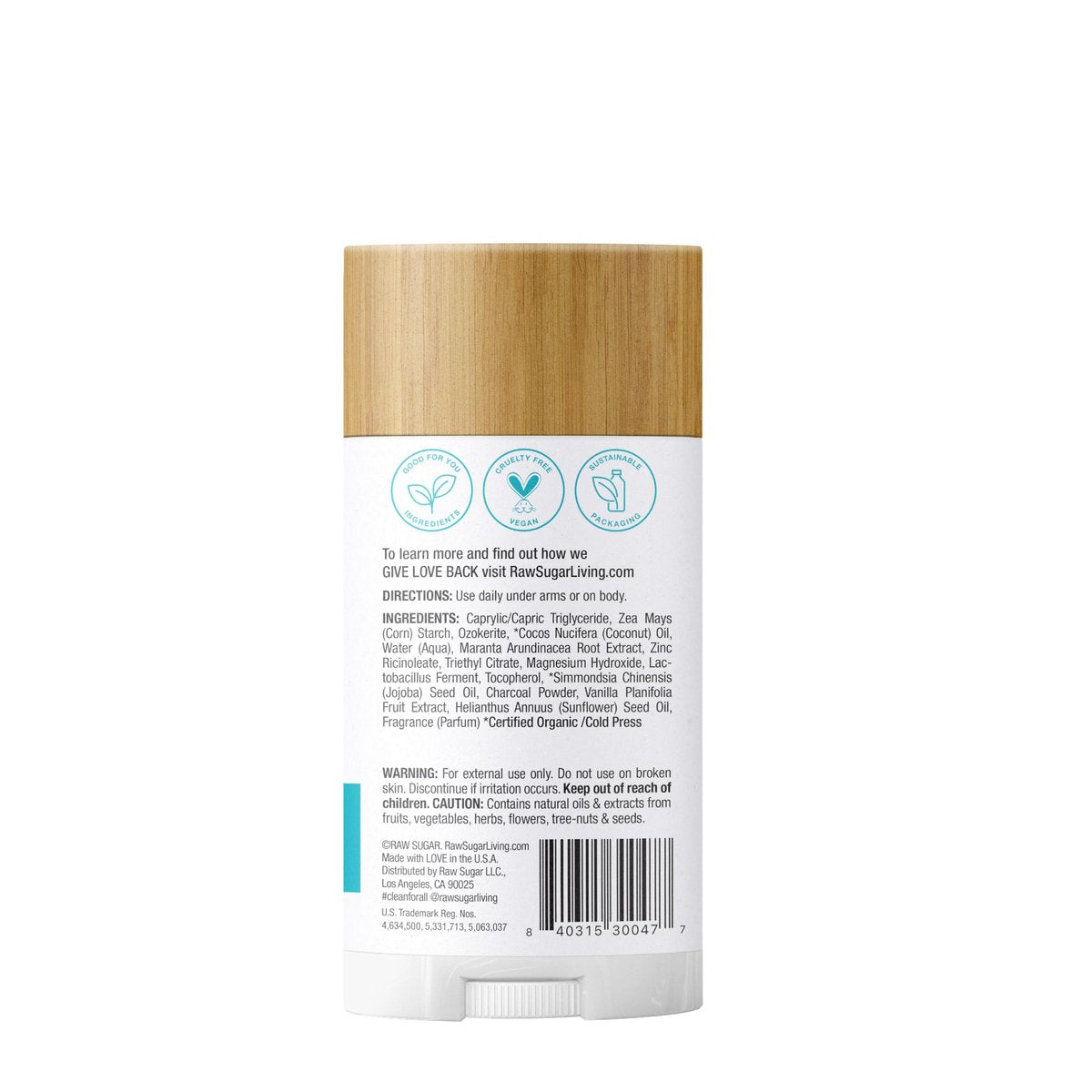 RAW SUGAR Simply Deo Deodorant Stick, Vanilla Bean + Charcoal, 2.7 oz, Aluminum-Free, Baking Soda-Free, Whole Body Deodorant for Women & Men - görsel 3