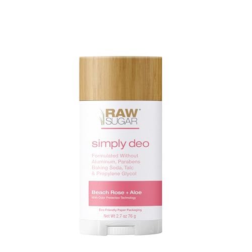 RAW SUGAR Simply Deo Deodorant Stick - Whole Body Deodorant for Women & Men, Beach Rose + Aloe, 2.7 oz Avelisse