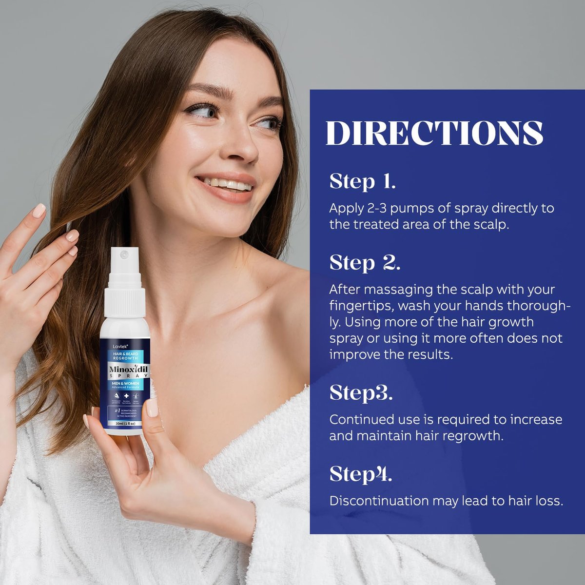 5% Minoxidil Hair Regrowth Spray for Men and Women - 2 Pack Avelisse