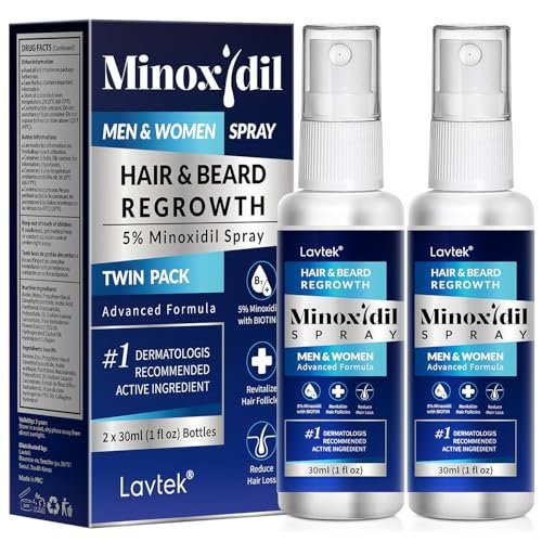 5% Minoxidil Hair Regrowth Spray for Men and Women - 2 Pack Avelisse
