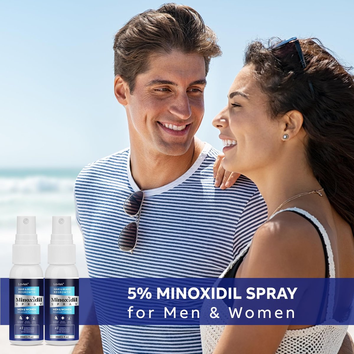 5% Minoxidil Hair Regrowth Spray for Men and Women - 2 Pack Avelisse