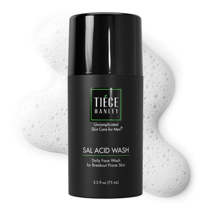 Tiege Hanley Salicylic Acid Cleanser for Men – Gentle Deep-Cleansing Face Wash for Acne-Prone Skin, 2.5 FL Oz