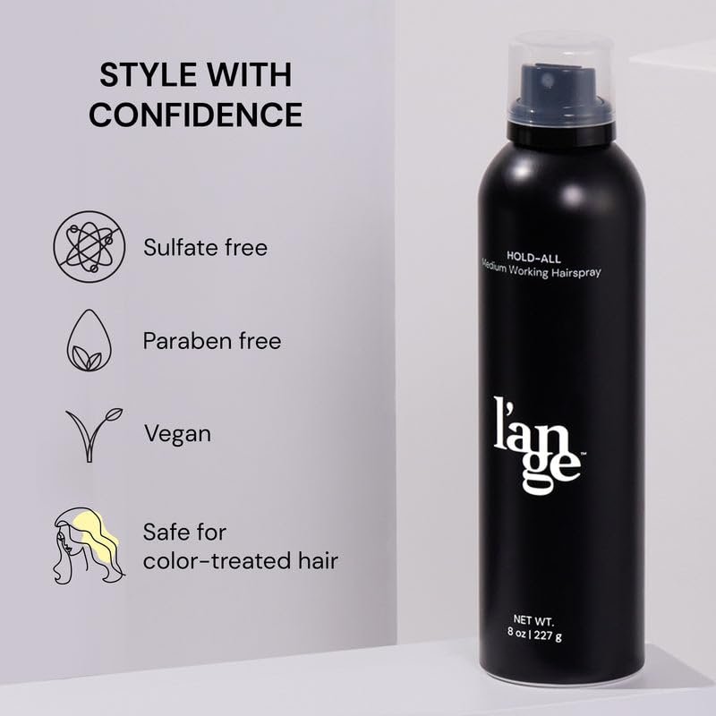 L'ANGE HAIR Hold-All Medium Working Hairspray – Brushable, Flexible Hold, Humidity Resistant & UV Protection, 8 oz Avelisse