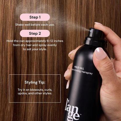 L'ANGE HAIR Hold-All Medium Working Hairspray – Brushable, Flexible Hold, Humidity Resistant & UV Protection, 8 oz Avelisse
