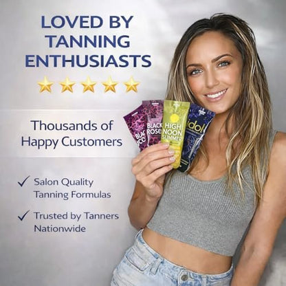 10 Pack Tanning Bed Lotion Packets + Eyewear: Indoor UV & Outdoor Sun Cream with Dark Accelerator (0.5 oz Each) Avelisse