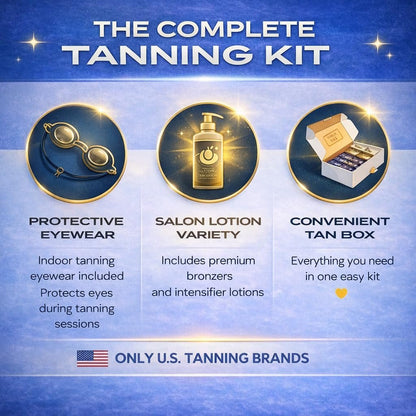 10 Pack Tanning Bed Lotion Packets + Eyewear: Indoor UV & Outdoor Sun Cream with Dark Accelerator (0.5 oz Each) Avelisse