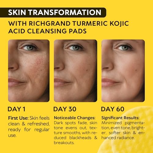 Turmeric Kojic Acid Cleansing Pads for Face - Exfoliating Sponges with Vitamin C & Lemon - Foaming Facial Wash for Glowing Skin & Uneven Tone Support - Gentle Daily Scrub - görsel 4