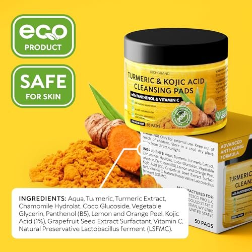 Turmeric Kojic Acid Cleansing Pads for Face - Exfoliating Sponges with Vitamin C & Lemon - Foaming Facial Wash for Glowing Skin & Uneven Tone Support - Gentle Daily Scrub - görsel 18