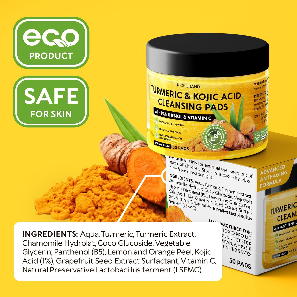 Turmeric Kojic Acid Cleansing Pads for Face - Exfoliating Sponges with Vitamin C & Lemon - Foaming Facial Wash for Glowing Skin & Uneven Tone Support - Gentle Daily Scrub - görsel 17