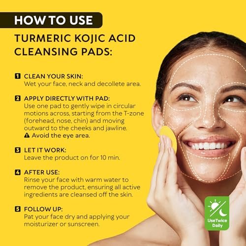 Turmeric Kojic Acid Cleansing Pads for Face - Exfoliating Sponges with Vitamin C & Lemon - Foaming Facial Wash for Glowing Skin & Uneven Tone Support - Gentle Daily Scrub - görsel 6