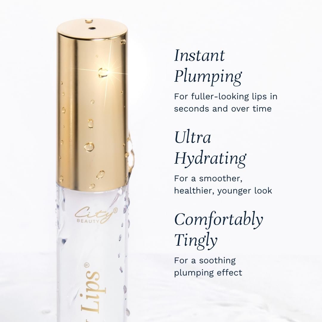 City Beauty City Lips Plumping Lip Gloss - Silver Skyline High-Shine Lip Treatment with Hyaluronic Acid for Fuller, Younger-Looking Lips Avelisse