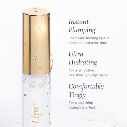 City Beauty City Lips Plumping Lip Gloss - Silver Skyline High-Shine Lip Treatment with Hyaluronic Acid for Fuller, Younger-Looking Lips Avelisse