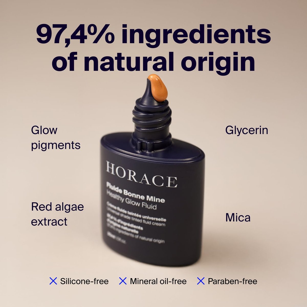 HORACE Healthy Glow Fluid for Men – Tinted Fluid Cream – Universal Shade – 97% Organic & Natural – 30 ml - görsel 5