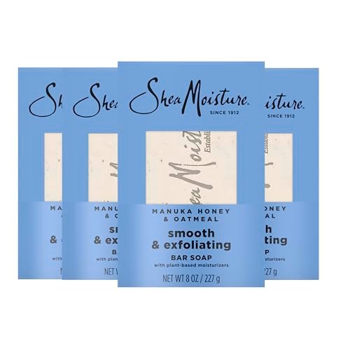SheaMoisture Manuka Honey & Oatmeal Bar Soap - Smoothing & Exfoliating, 4 Count, 8 oz Each Avelisse