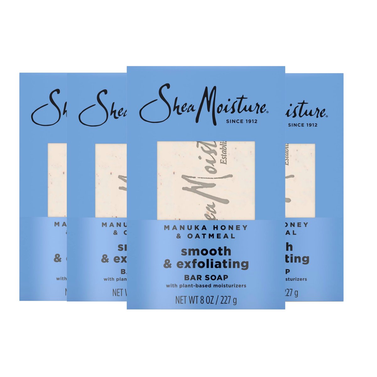SheaMoisture Manuka Honey & Oatmeal Bar Soap - Smoothing & Exfoliating, 4 Count, 8 oz Each Avelisse