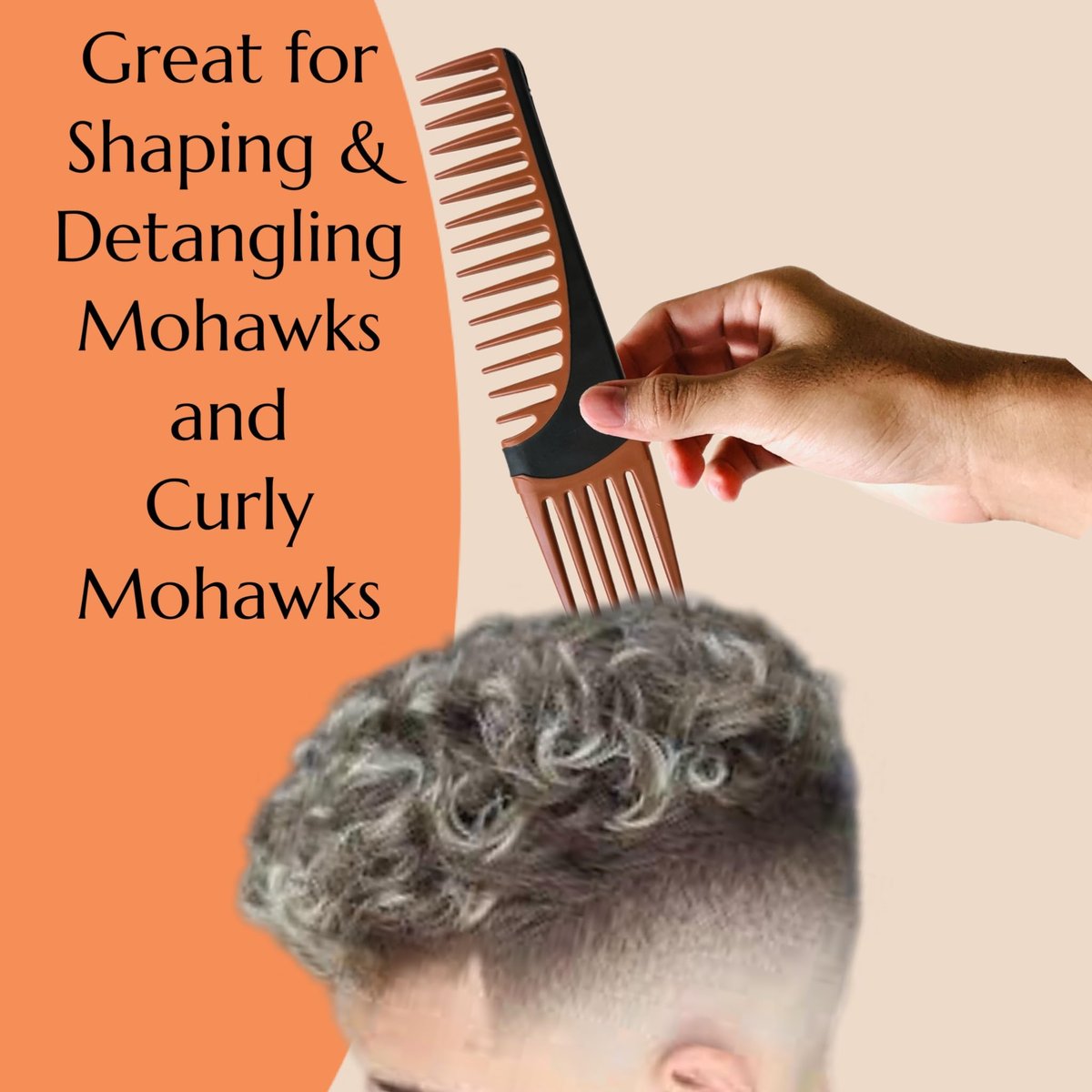 ALAZCO Premium Duo Combo Detangling Hair Lifting Comb - Wide Tooth Teasing Comb for Curly, Straight, Thick, Wavy, Afro Hair - Heat Resistant Non-Slip - Brown 7.5" - görsel 9