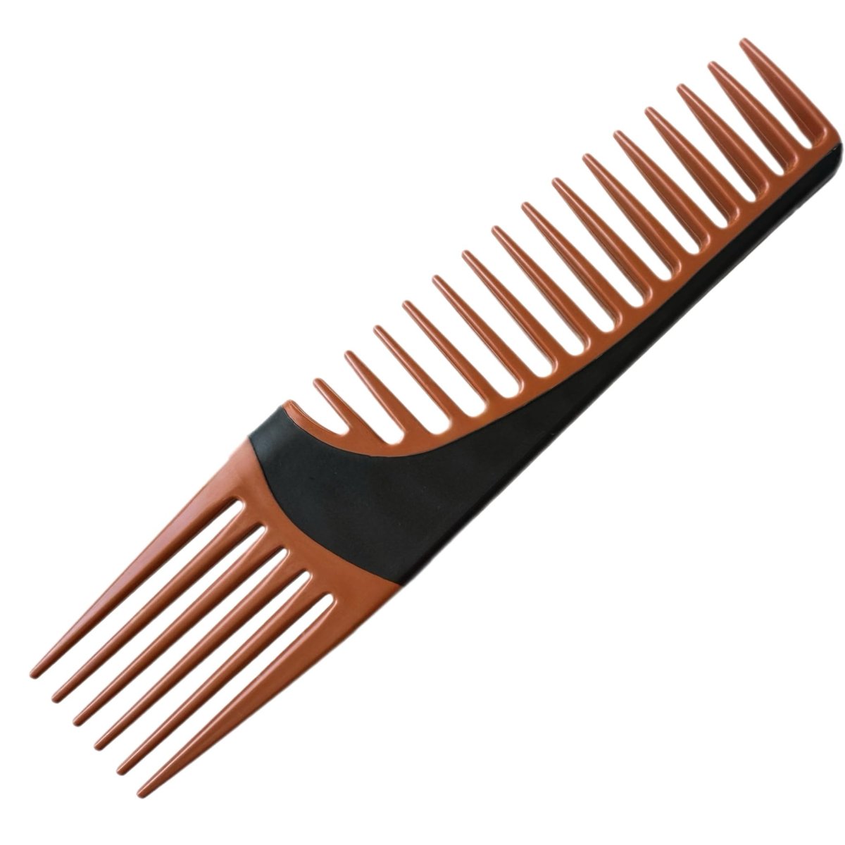 ALAZCO Premium Duo Combo Detangling Hair Lifting Comb - Wide Tooth Teasing Comb for Curly, Straight, Thick, Wavy, Afro Hair - Heat Resistant Non-Slip - Brown 7.5" - görsel 1