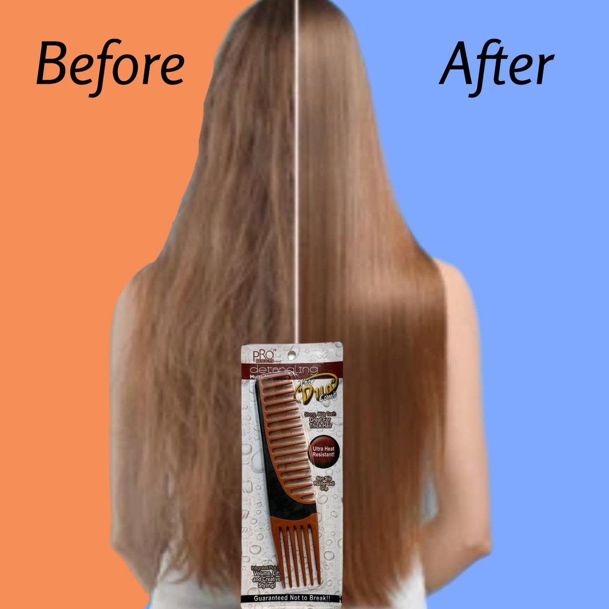 ALAZCO Premium Duo Combo Detangling Hair Lifting Comb - Wide Tooth Teasing Comb for Curly, Straight, Thick, Wavy, Afro Hair - Heat Resistant Non-Slip - Brown 7.5" - görsel 11