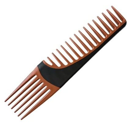 ALAZCO Premium Duo Combo Detangling Hair Lifting Comb - Wide Tooth Teasing Comb for Curly, Straight, Thick, Wavy, Afro Hair - Heat Resistant Non-Slip - Brown 7.5"