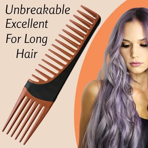 ALAZCO Premium Duo Combo Detangling Hair Lifting Comb - Wide Tooth Teasing Comb for Curly, Straight, Thick, Wavy, Afro Hair - Heat Resistant Non-Slip - Brown 7.5" - görsel 16