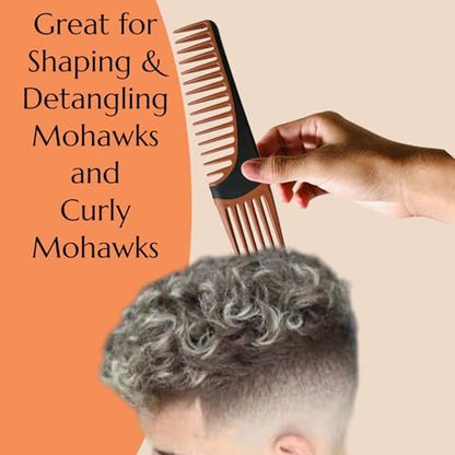 ALAZCO Premium Duo Combo Detangling Hair Lifting Comb - Wide Tooth Teasing Comb for Curly, Straight, Thick, Wavy, Afro Hair - Heat Resistant Non-Slip - Brown 7.5"