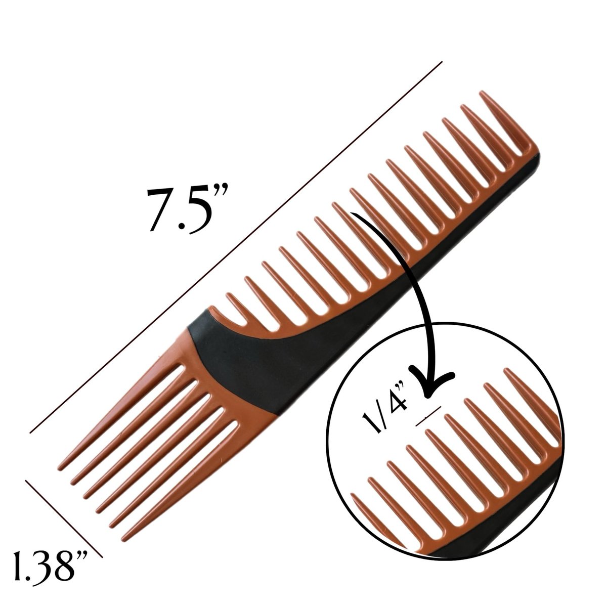 ALAZCO Premium Duo Combo Detangling Hair Lifting Comb - Wide Tooth Teasing Comb for Curly, Straight, Thick, Wavy, Afro Hair - Heat Resistant Non-Slip - Brown 7.5" - görsel 5
