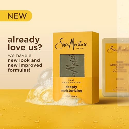 SheaMoisture Raw Shea Butter Bar Soap 4-Pack – Deeply Moisturizing & Restoring for Dry Skin, 8 oz Each Avelisse