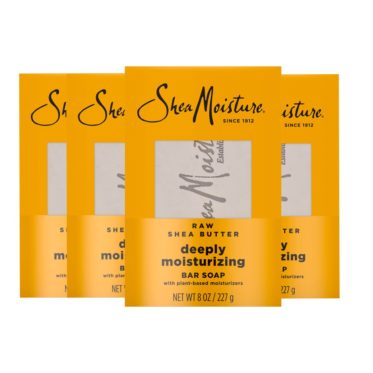 SheaMoisture Raw Shea Butter Bar Soap 4-Pack – Deeply Moisturizing & Restoring for Dry Skin, 8 oz Each Avelisse