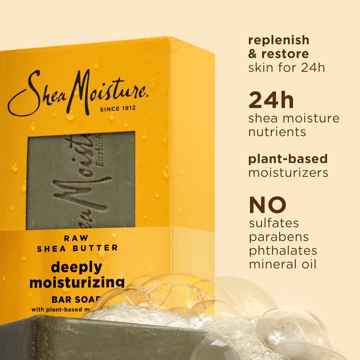 SheaMoisture Raw Shea Butter Bar Soap 4-Pack – Deeply Moisturizing & Restoring for Dry Skin, 8 oz Each Avelisse