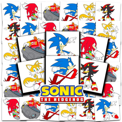 Sonic the Hedgehog Temporary Tattoos Party Favors Bundle - 72 Perforated Individual 2" x 2" Sonic Tattoos for Kids Boys Girls