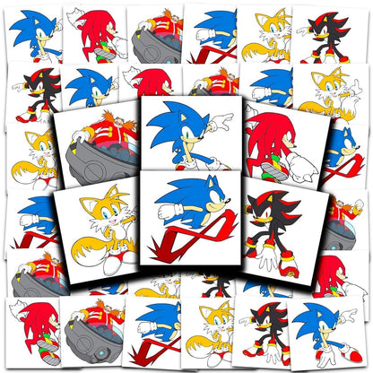 Sonic the Hedgehog Temporary Tattoos Party Favors Bundle - 72 Perforated Individual 2" x 2" Sonic Tattoos for Kids Boys Girls