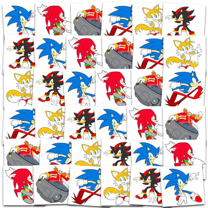 Sonic the Hedgehog Temporary Tattoos Party Favors Bundle - 72 Perforated Individual 2" x 2" Sonic Tattoos for Kids Boys Girls