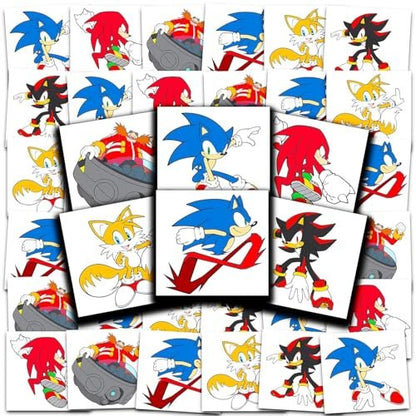 Sonic the Hedgehog Temporary Tattoos Party Favors Bundle - 72 Perforated Individual 2" x 2" Sonic Tattoos for Kids Boys Girls