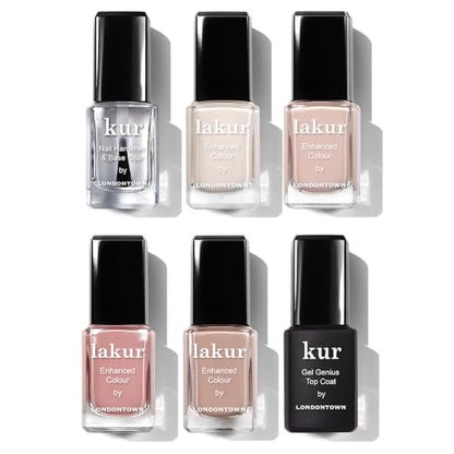 LONDONTOWN The Sophisticate Collection - Full Manicure Nail Polish Kit with Nail Hardener & Base Coat, Gel Genius Top Coat, and 4 Nail Color Shades, 0.40fl oz Avelisse