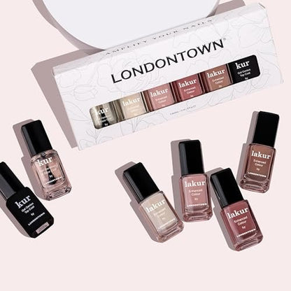 LONDONTOWN The Sophisticate Collection - Full Manicure Nail Polish Kit with Nail Hardener & Base Coat, Gel Genius Top Coat, and 4 Nail Color Shades, 0.40fl oz Avelisse