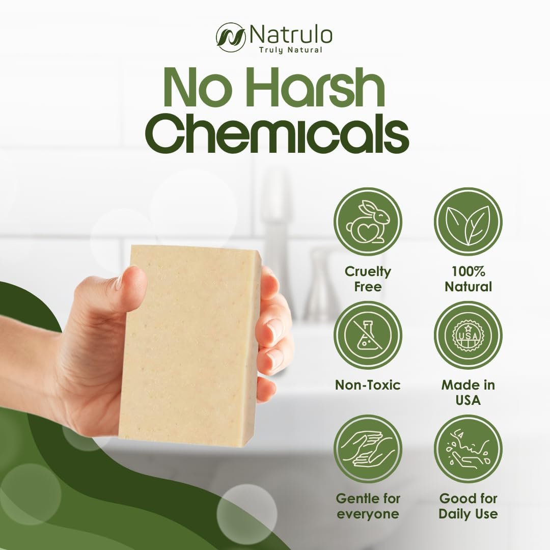 Natrulo Eczema Soap Bar for Face and Body – All Natural Dermatitis, Psoriasis Treatment for Dry Itchy Sensitive Skin Relief – Gentle Detoxifying, Healing, Anti-Itch, Oatmeal Goat Milk Wash for Kids & Adults (5 oz) - görsel 8