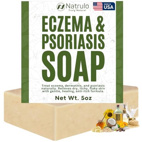 Natrulo Eczema Soap Bar for Face and Body – All Natural Dermatitis, Psoriasis Treatment for Dry Itchy Sensitive Skin Relief – Gentle Detoxifying, Healing, Anti-Itch, Oatmeal Goat Milk Wash for Kids & Adults (5 oz) - görsel 1
