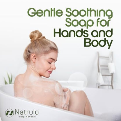 Natrulo Eczema Soap Bar for Face and Body – All Natural Dermatitis, Psoriasis Treatment for Dry Itchy Sensitive Skin Relief – Gentle Detoxifying, Healing, Anti-Itch, Oatmeal Goat Milk Wash for Kids & Adults (5 oz)