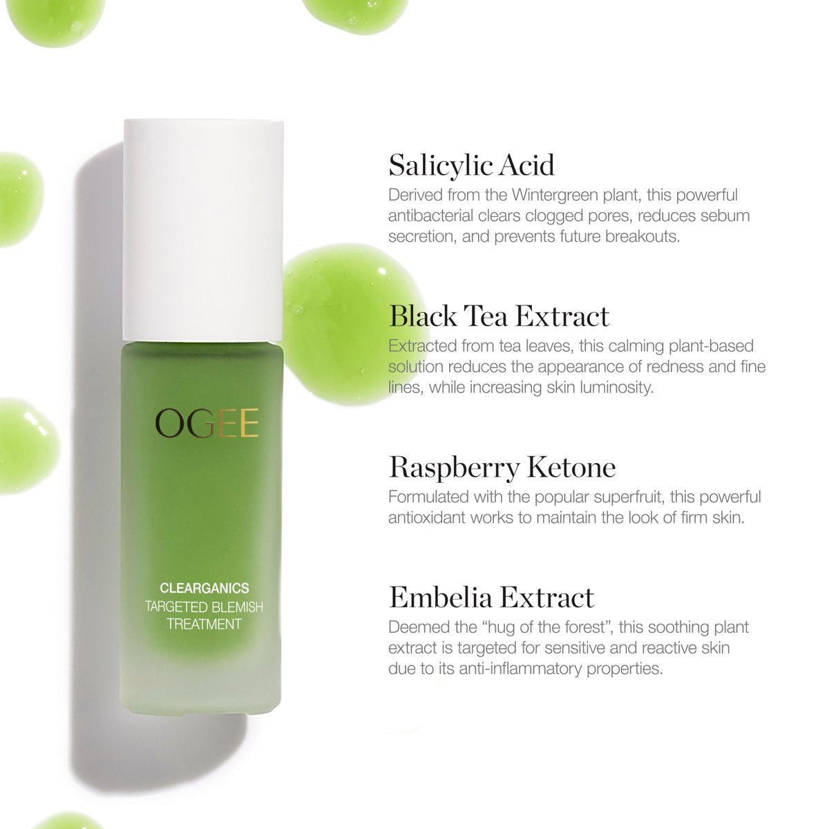 Ogee Plant-Based Acne Treatment for Face with Salicylic Acid - Targeted Acne Spot Treatment with Soothing Ceramic Application Tip Avelisse